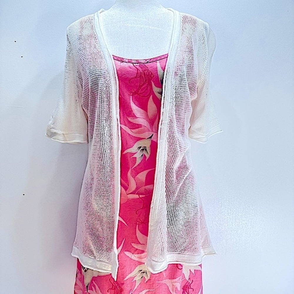 Keren Hart White Lightweight Loose Knit Open Front Short Sleeve Cardigan